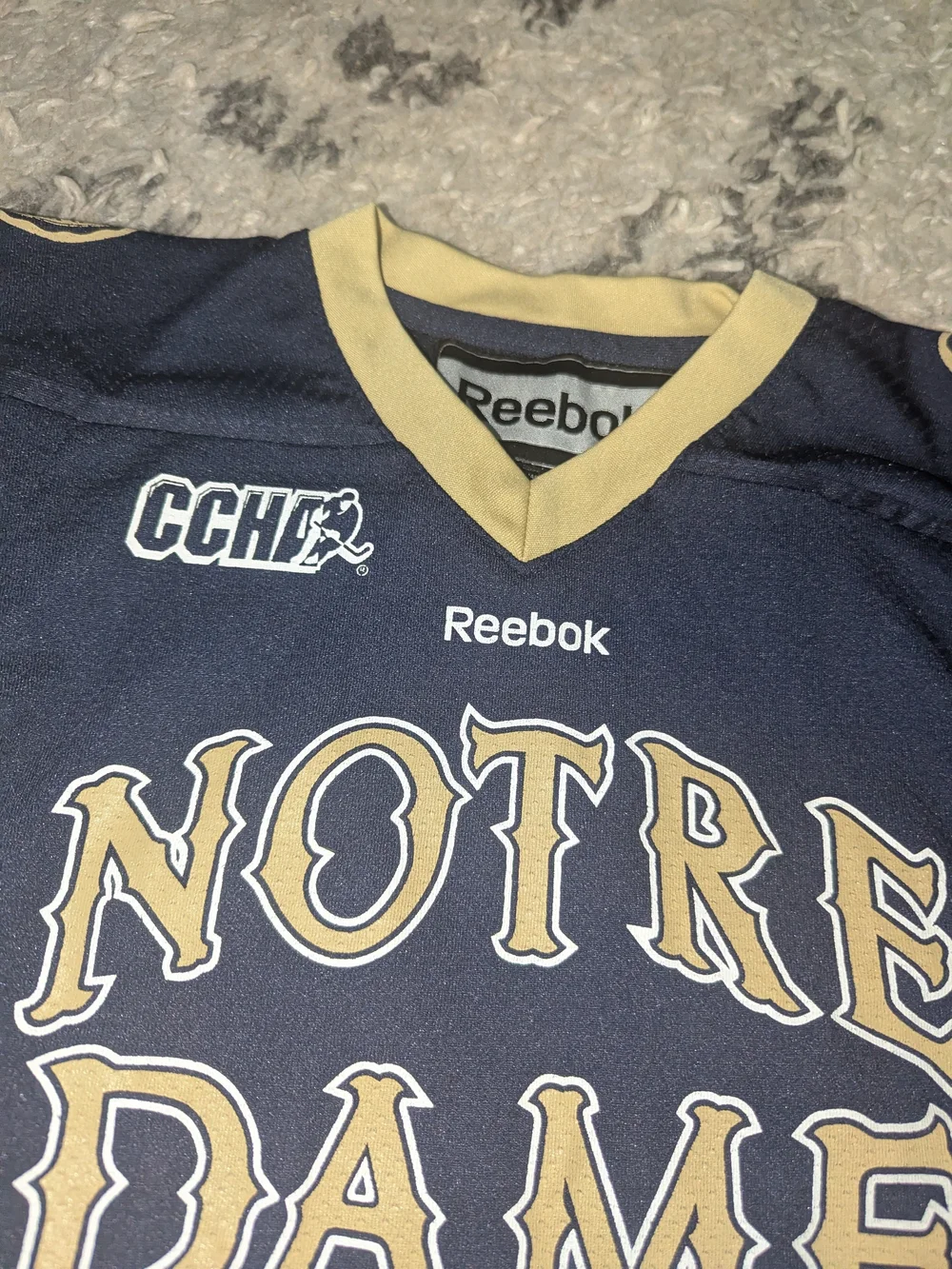 Reebok Notre Dame Kids' Navy & Gold Hockey Jersey